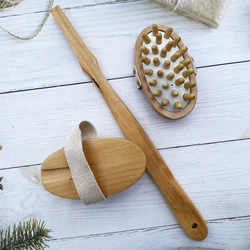 Wet & Hair Brushes Exfoliating Tiny For Shower Cleaning Body Custom Dry Brush With Handle Wooden Detachable bath brush DREWTI
