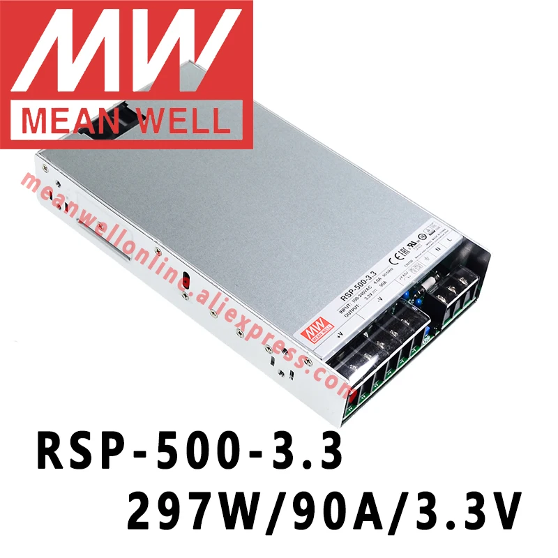 

Блок питания с одним выходом с функцией PFC Mean Well RSP-500-3.3 meanwell 3.3vdc/90A/297W