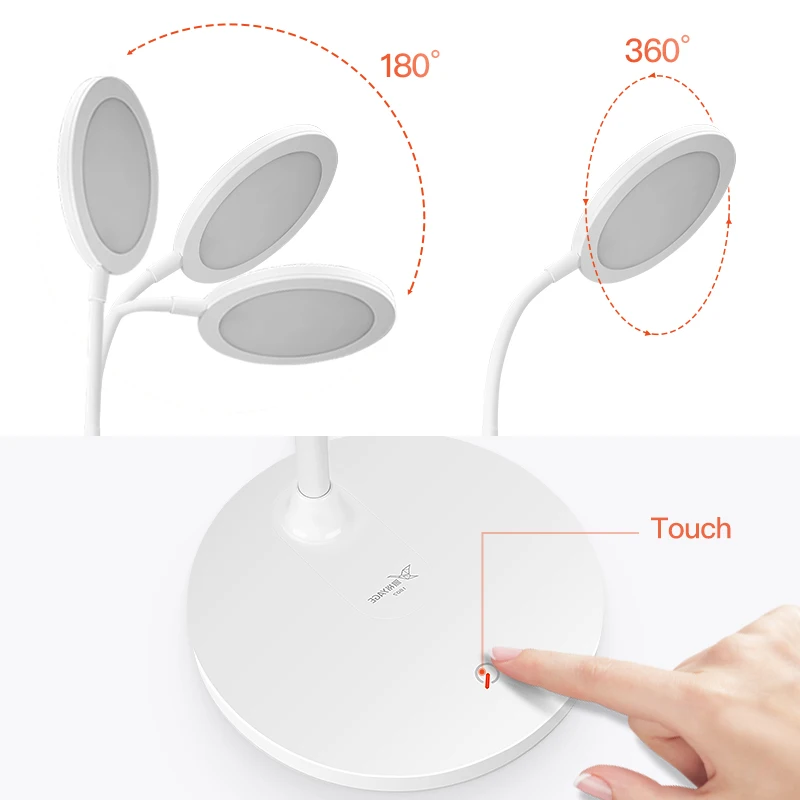 Tanie Lampka stołowa z ciepłym światłem Study 3 kolory Touch 1200mAh akumulatorowa lampa led lampka na biurko do czytania lampa stołowa USB lampy Flexo ściemnianie stołu