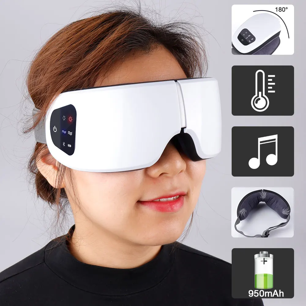 Беспроводной массажер для глаз компрессионный воздушный массаж с музыкой умный