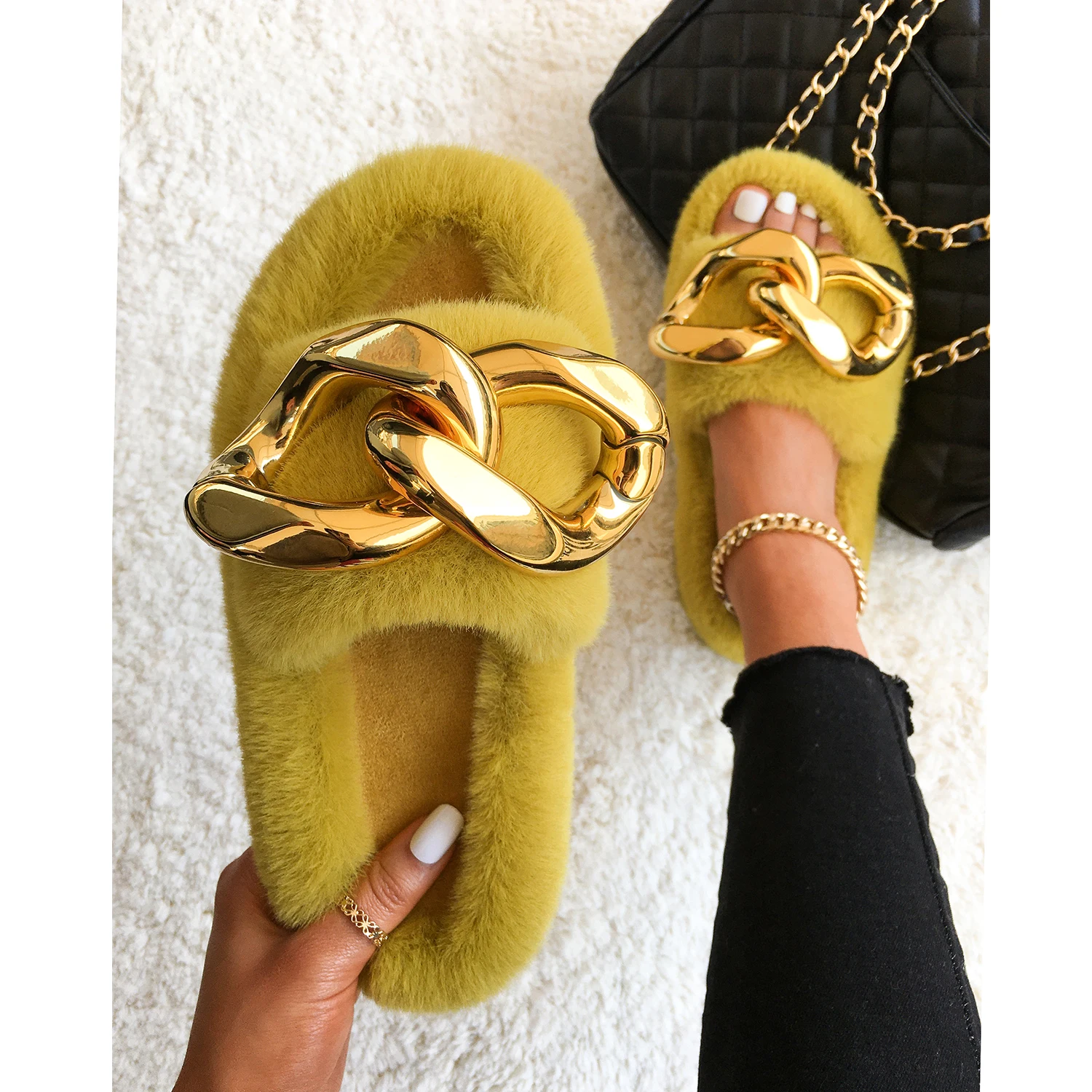 gold fur slides