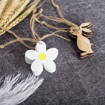 

Easter Rabbit Chick Flower Round Wooden Decorations Pendants Wind Chimes Hanging Decorations