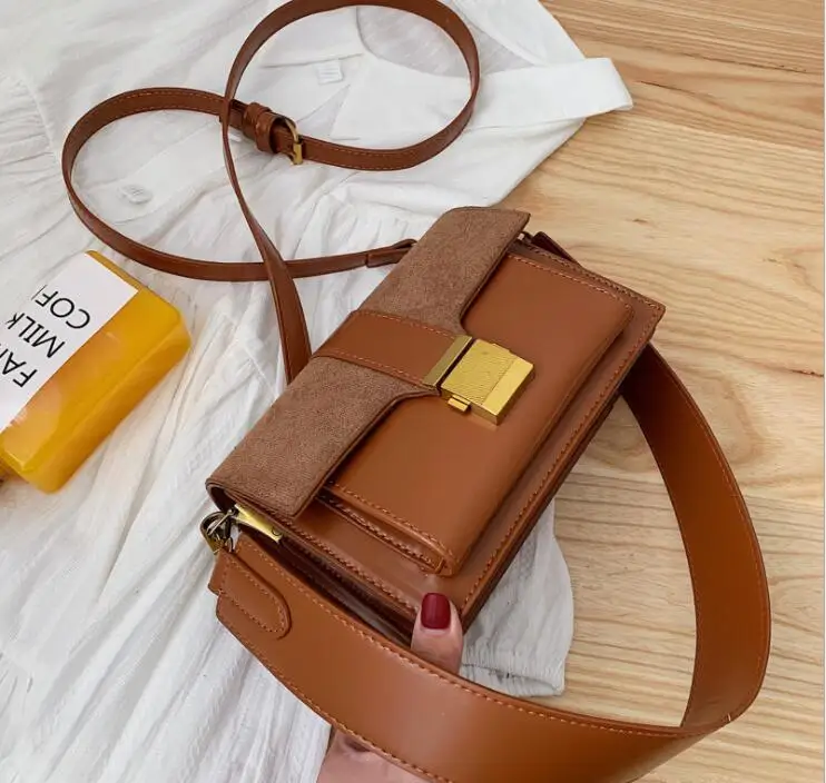 

Brief Pu Leather Wide Strap Fashion Handbag Flap 2019 Women Crossbody Bag Female Shoulderbag Sac #1821