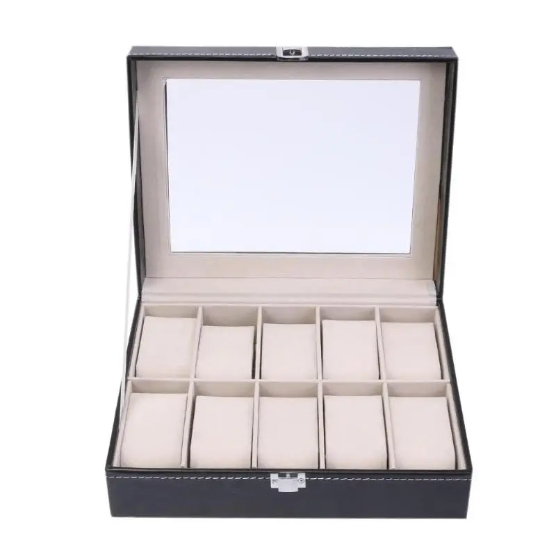 10 ячеек моды витринный футляр-органайзер Прозрачная крышка коробка для часов ювелирные изделия