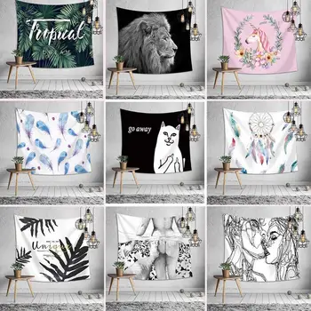 

Cat With Middle Finger Printing Tapestry Wall Hanging Cartoon Cat Go Away Tapestry Home Decoration Tapestry Wall Hanging tapiz