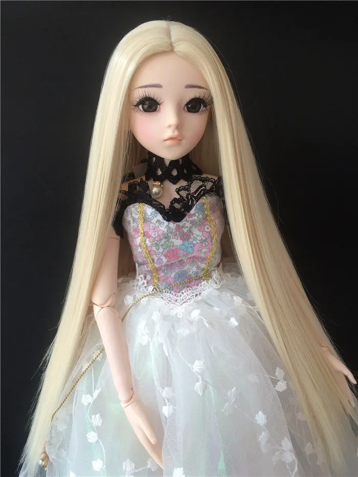BJD sd длинные прямые волосы 1/3 1/4 1/6 1/8 Высокая температура волокна волос черная кукла парик мульти-цветная кукла аксессуары - Цвет: 8 only wig
