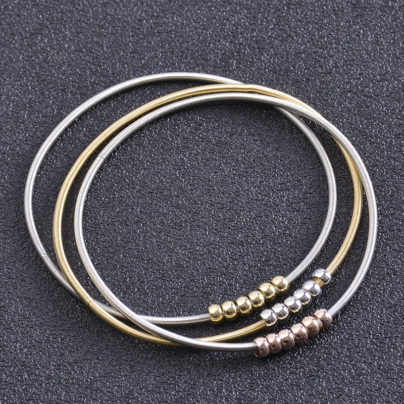 Fashion Jewelry Steel Wire Diameter 1.7mm Spring Screw Head, Which Can Open And Tighten Telescopic Beaded Color Spring Bracelet