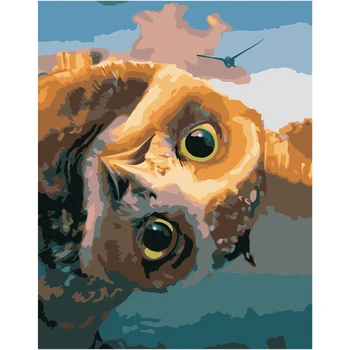 

WONZOM Cute Owl Paint By Numbers Kit Home Decor Oil Canvas Painting With Frame Wall Art Picture Acrylic Paint 40X50CM