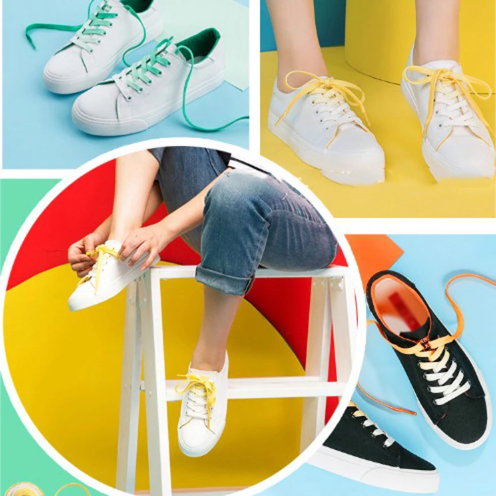 1 пара радужных парусиновых ботинок на плоской подошве; спортивная обувь на шнурках; эластичные шнурки; креативные разноцветные шнурки; повседневная обувь; эластичные шнурки; унисекс