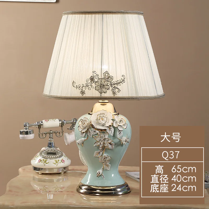 

European Ceramic Hall Table Lamp Handmade Warm Modern Simple Living Room Bedroom Bedside Study Table Lamps