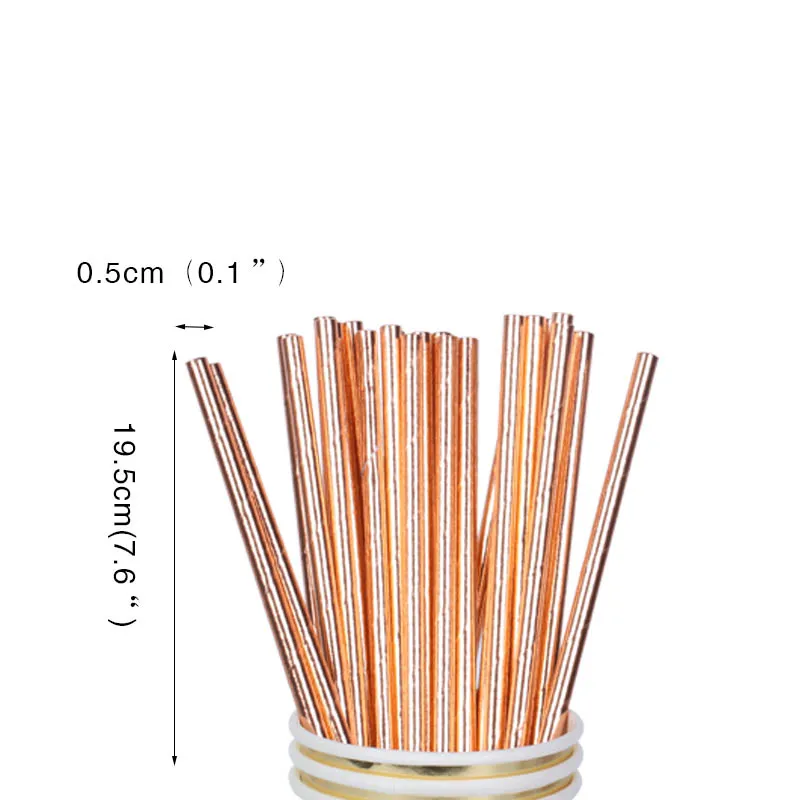 25pcs straw WEIGAO вечерние одноразовые столовые приборы набор Розовое золото бумажный стаканчик, тарелка принадлежности для соломинок для детей день рождения Декор Детские Вечерние - Цвет: 25pcs straw