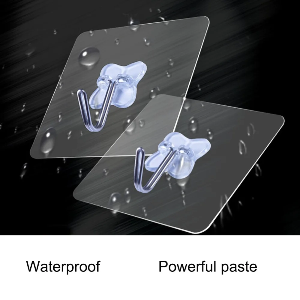 

10PCS Strong Adhesive Kitchen Clasp Transparent Non-marking Towel Clasp (Random Color)