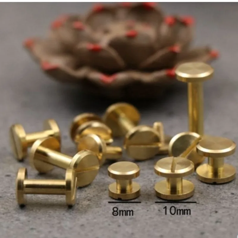 Rivets And Fasteners Rivets And Screws Binding Screws 10/50sets head Dia 6mm 8mm 10mm brass flat chicago screw Leather Craft Belt Screw Nail Rivet
