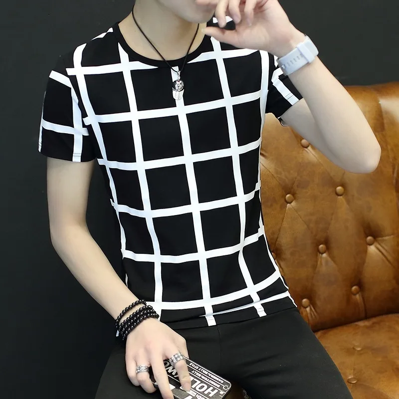 

2019 Summer Men's Short-sleeved T-shirt Half Sleeve Korean-style Trend T-shirt Students Men's Wear Versatile Tops