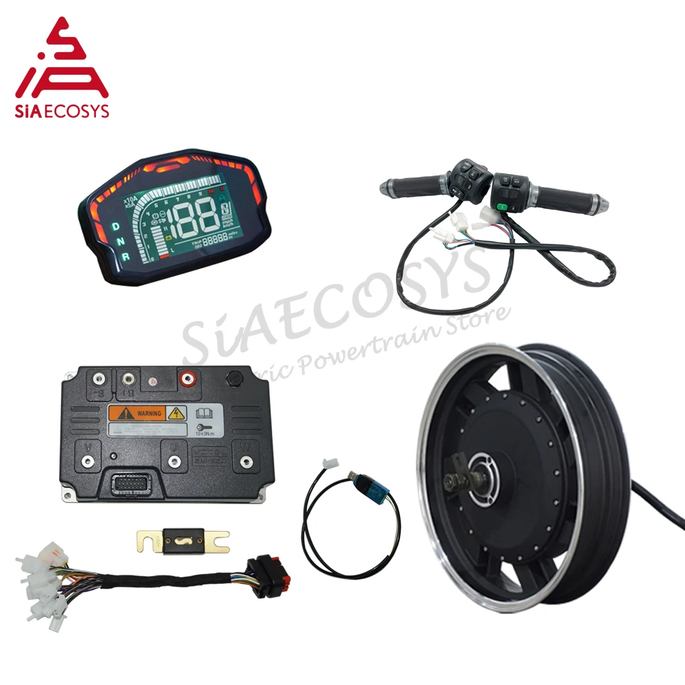 

QS/SIA 17X3.5inch 8000W V4 72V 120kph hub Motor with EM260sp controller power train kits for electric motorcycle