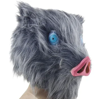 

Hashibira Inosuke Mask Helmet Demon Slayer Kimetsu No Yaiba Cosplay Hood Hair Pig Masks Halloween Masks Carnival Costume Prop
