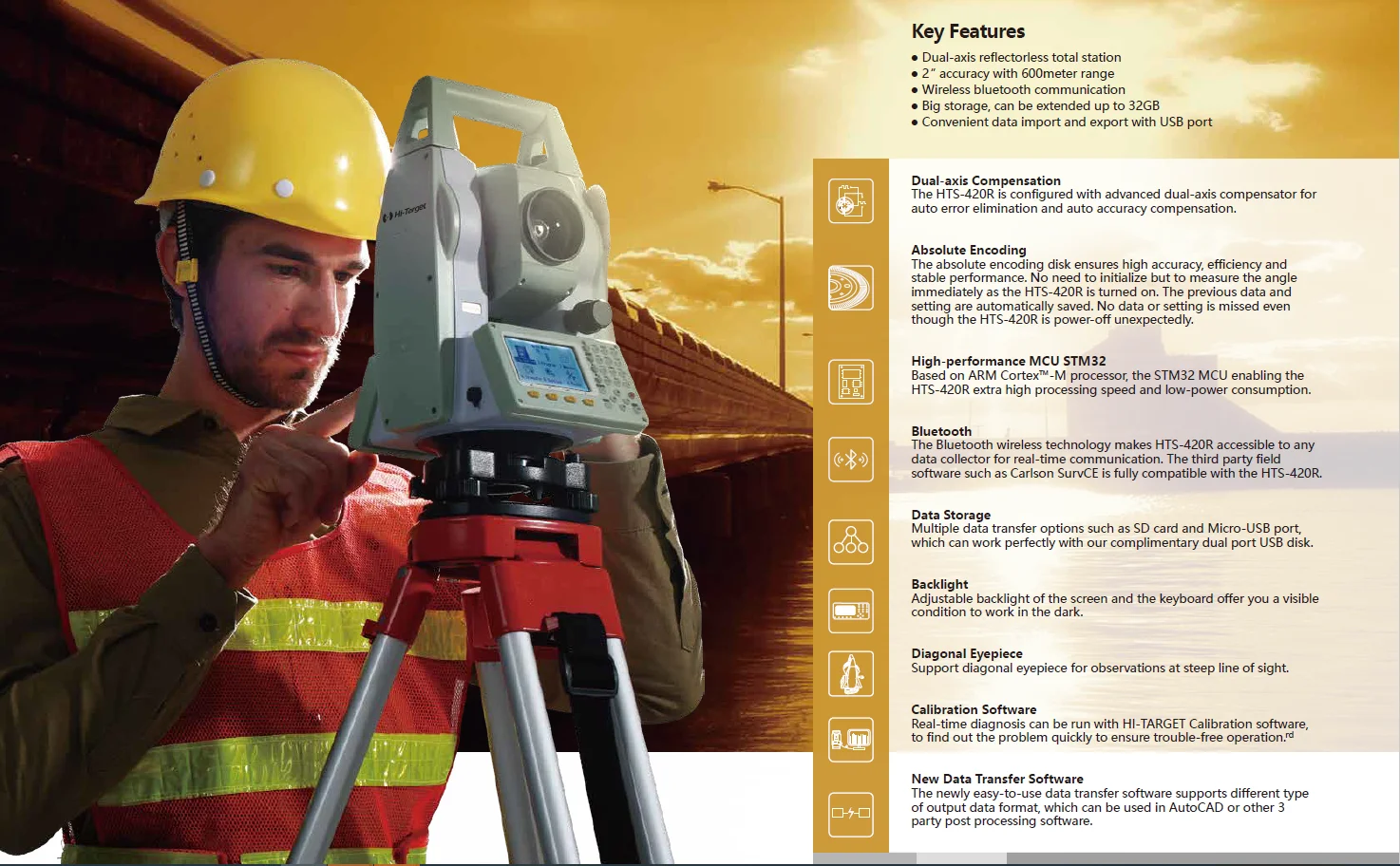 Hi-target HTS-420R 600m reflectorless Dual-axis compensation Real-time Operating