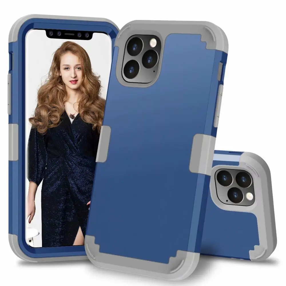 360 чехол с полной защитой для iPhone 11 11 Pro MAX Гибридный противоударный защитный силиконовый бампер для iPhone XS XR 8 7 Plus чехол - Цвет: Синий