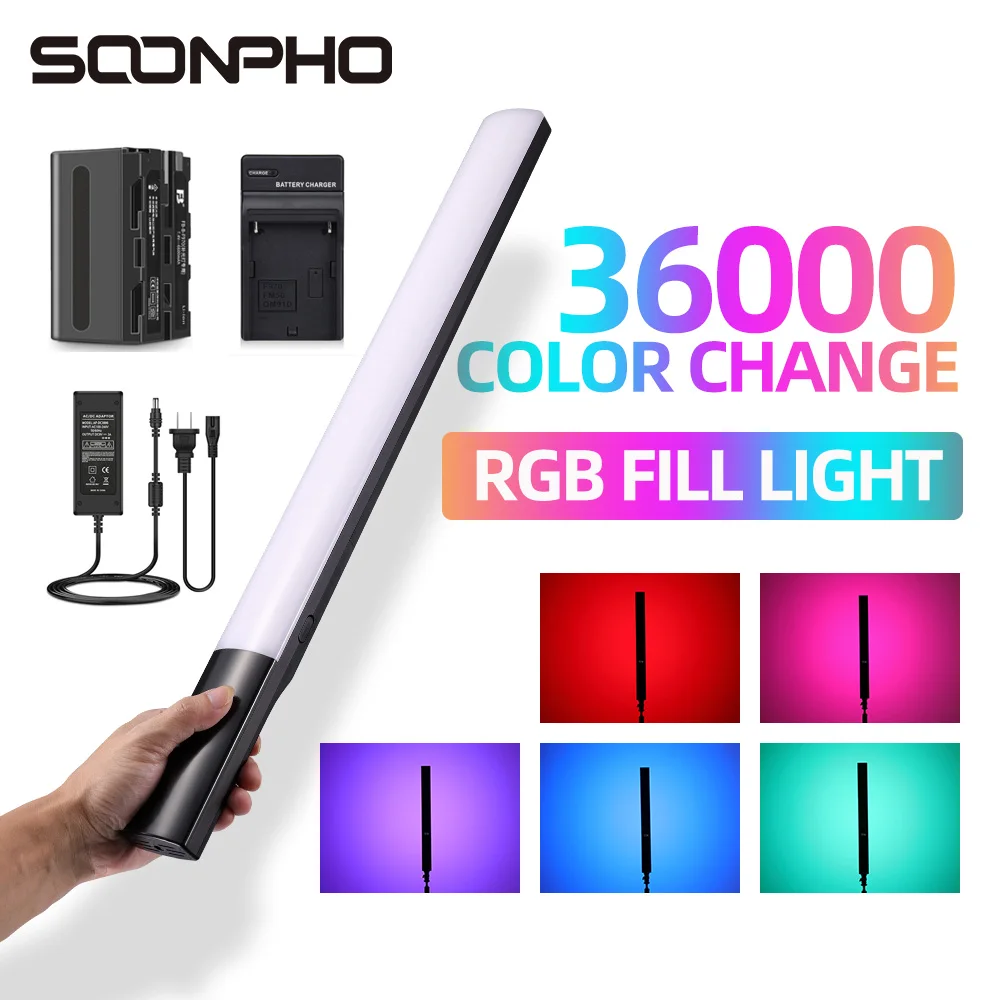 SOONPHO P20 Handheld LED Video Light Wand 2500K 8500K RGB Colorful Ice Stick Light with Type C Battery for Photography youtube|Photographic Lighting| - AliExpress