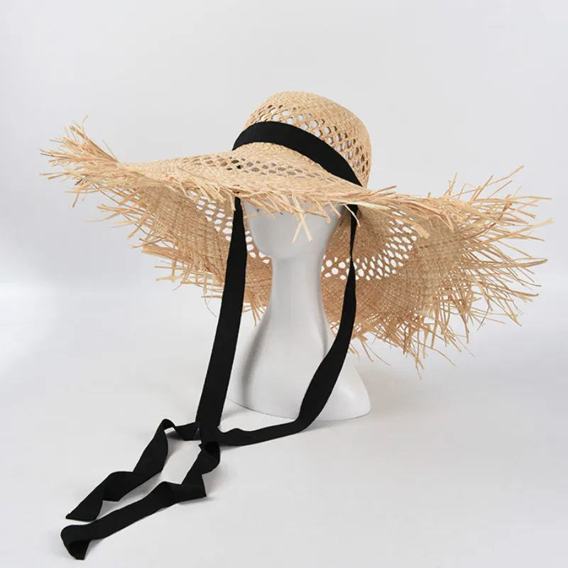 8 Colors Raffia Big Brim Beach Hats For 