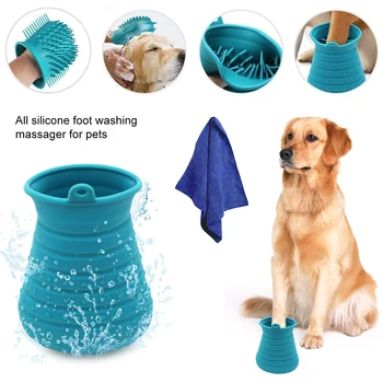 

Dog Paw Cleaner Cup Pet Foot Washer Claws Massage Grooming Wash Dirty Cat Foot Cleaning Bucket Pet Paw Ceaning Mug
