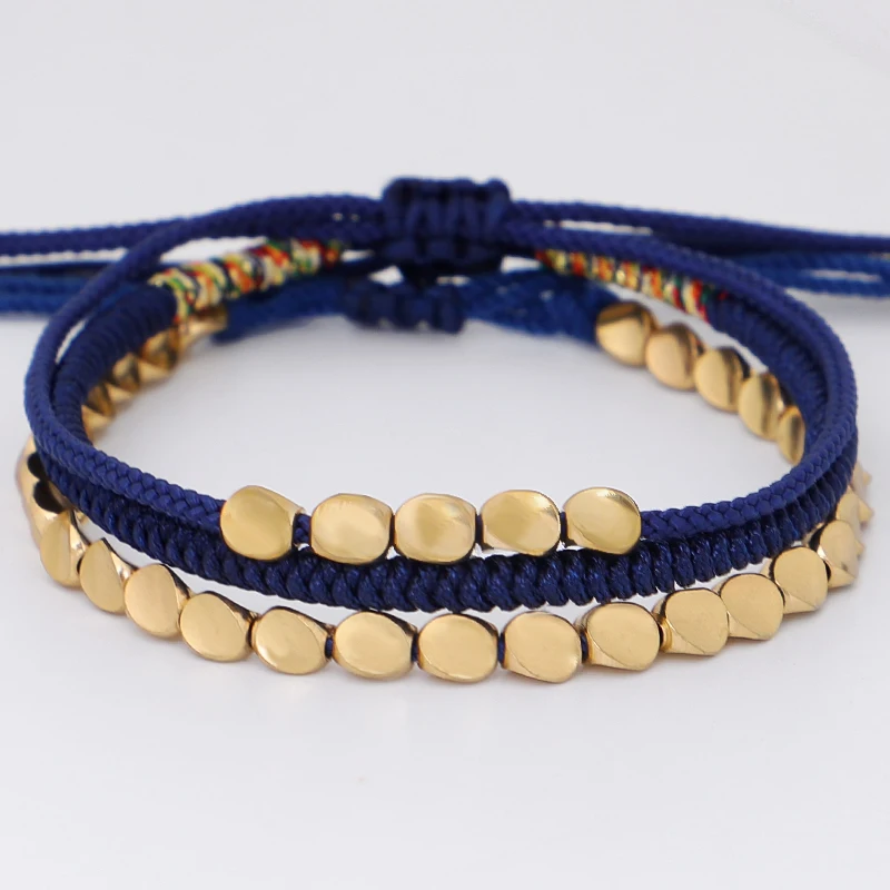 

Women Men 3pcs/set Handmade Adjustable Luck Rope Bracelet Copper Beaded Bracelet Jewelry Gifts