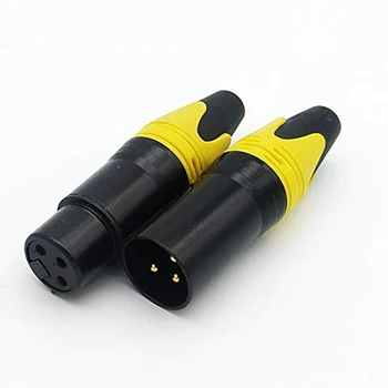

New 12Pcs/Lot 3 Pin Speaker Connector Male and Female Microphone Plug Colour Mic Connector Gold Plating 6 Colour XLR Connector