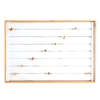 

Bamboo Wood Jewelry Display Jewellery Tray Ring Holder Necklaces Organizer Bracelets Showcase Pendants Box