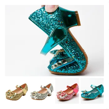 

Girls High-heeled Princess Shoes Children Sequins Girls Wedding Party Kids Dress Shoes for Girls 26-34 Blue / Pink / Gold Shoes