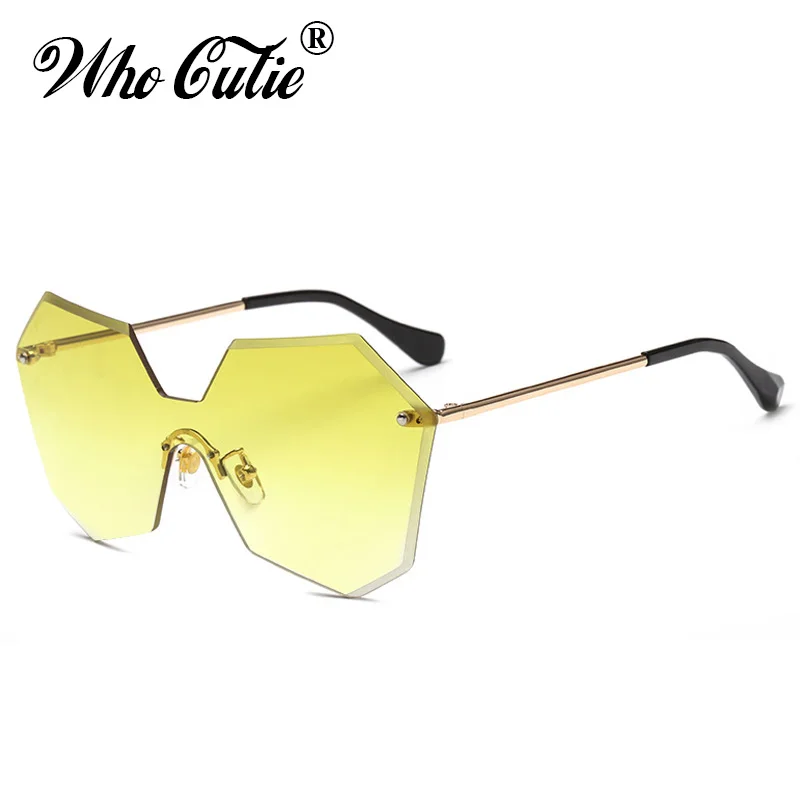 Женские прозрачные солнцезащитные очки без оправы WHO CUTIE желтые oculos OM374 2018 |