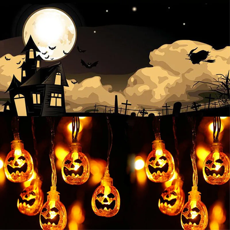 

LED String Light Pumpkin Lanterns Illusion Lamp Battery Christmas Halloween Terrify Ghost Bat Garden Home Party Holiday Decor