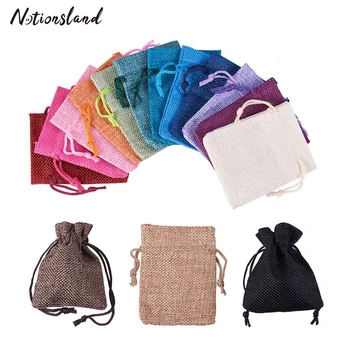 

9*7cm Mixed Small Burlap Favor Gift Bags Linen Drawstring Bag Packaging for Jewelry Party Wedding Favors Christmas Storage Bag