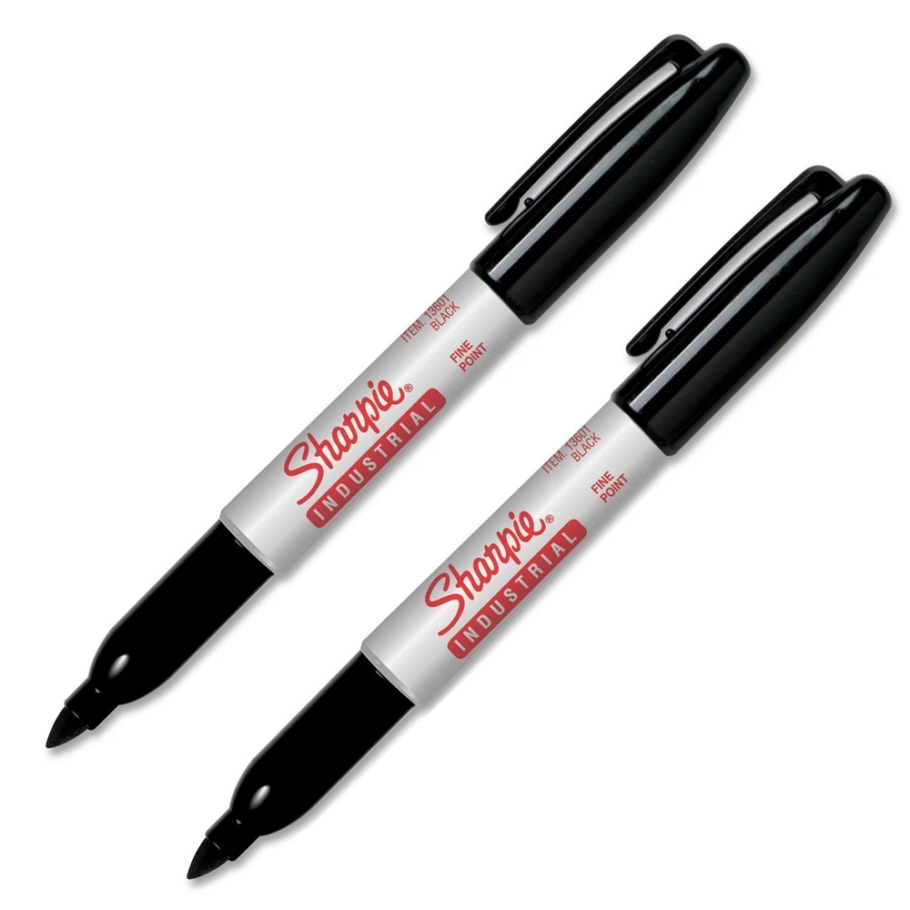 

2Pcs Sharpie13601 Industrial Permanent Marker 1mm Fine Point Pens Black Ink Tough Under Extreme Temperature Laboratory Markers