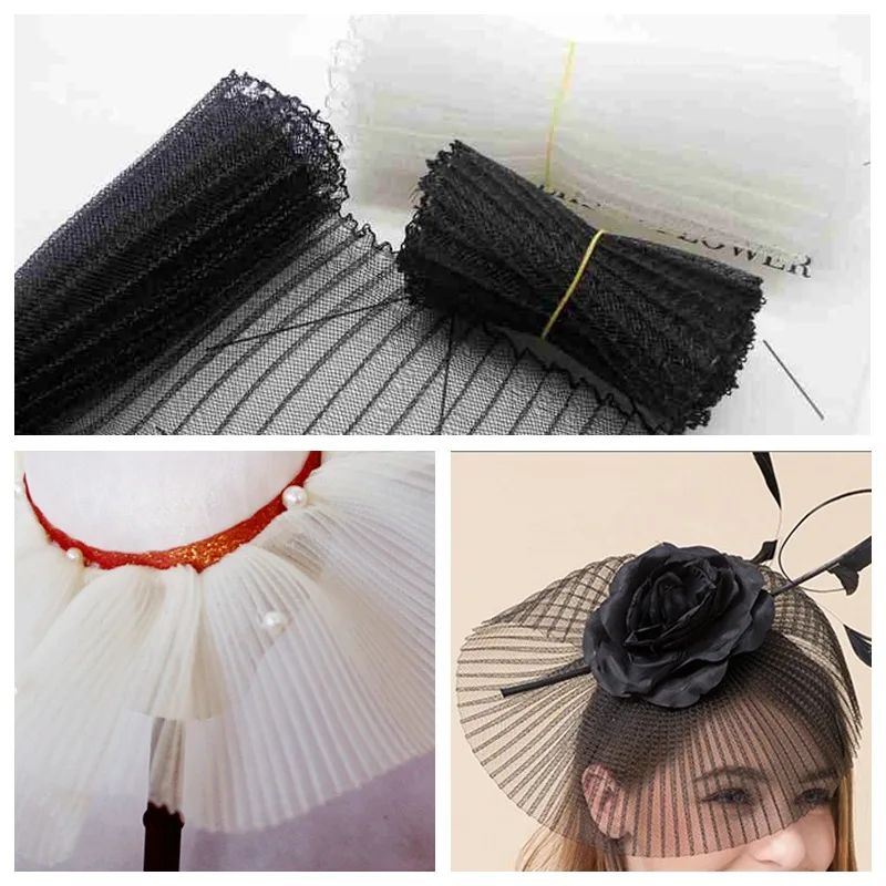 

6.3" 16cm Pleated Crinoline Crin Horsehair Trimming/Braids Fascinator Accessory 10yard/lot