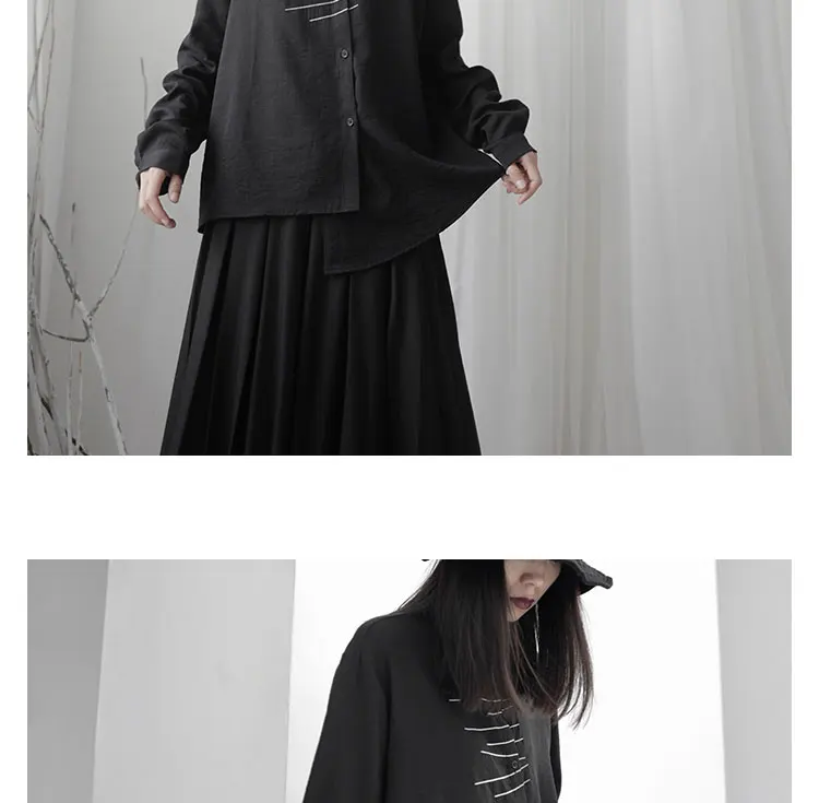 XITAO в стиле Харадзюку, асимметричные женские блузки, белая линия, вышивка, женские топы, модная уличная одежда, женская одежда, DMY1946
