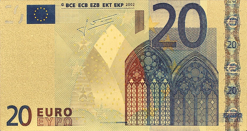 Коллекционная евро памятная монета 20 евро старая банкнота 24 К позолоченный Рождественский пластиковый документ в рамке подарок 2 шт./компл
