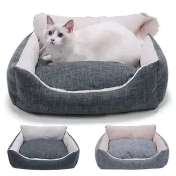 

Pet Cat Bed Warm Pet Bed Linen For Small Medium Large Dog Soft Pet Bed For Dogs Washable House For Cat Puppy Cotton Kennel Wash
