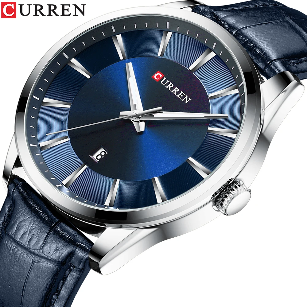 CURREN Новые простые мужские кожаные часы Топ люксовый бренд кварцевые Relogio Masculino