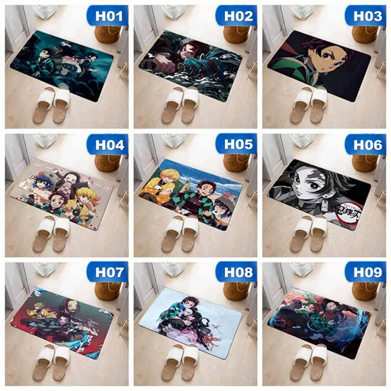 Японский мультяшный коврик Kimetsu No Yaiba с принтом для дома, коврик для кухни, коврик для дома, для улицы, приветствуется, для ванной комнаты, Противоскользящие коврики
