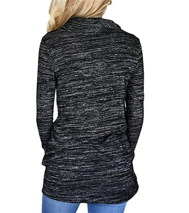 Pile Collar T Shirt Women Casual Printed Long Sleeve Top Streetwear Autumn Front Pocket Loose Top Clothing For Ladies Female New