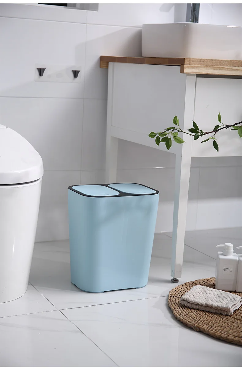 Sanqing Flower New Style Shanghai Compartmental Garbage Can Household Garbage Can Wet And Dry Compartmental Kitchen Push Garbage