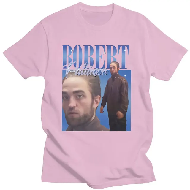 Robert Pattinson 90s Vintage Unisex Black Tshirt Men T Shirt Oversized Graphic T Shirts 100% Cotton T-shirt Man Woman Tees Tops Pink