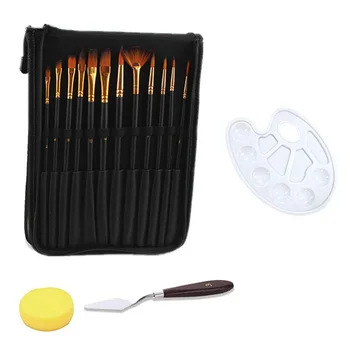 

All Purpose Paint Brush with Palette Knife and Sponge Suitable For Watercolor, Acrylic, Oil Painting (15PCS)
