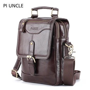 

Piuncle Brand Natural Leather Men's Shoulder Bag Small Flip Handbags Sling Crossbody Soft Cowhide Men Messenger Bag High Quality