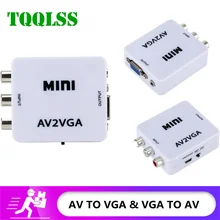 Mini rca ao conversor av2vga vga2av do conversor de vga com 3.5mm de áudio rca ao conversor video de vga para o computador de tv hd à tevê