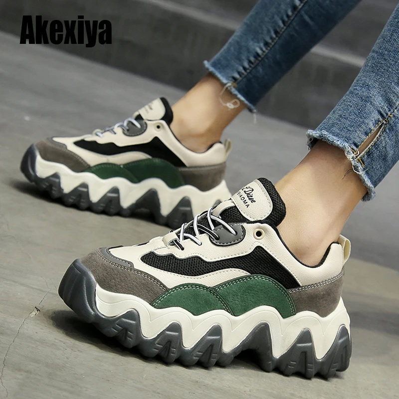 

women's platform sneaers Causal Shoes walking Increasing 5CM Sneakers Height Platform Breathable vulcanize Sneakers s022