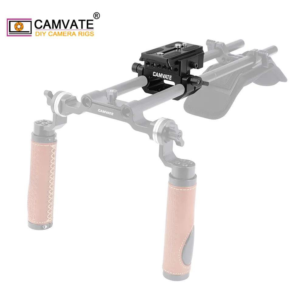 

CAMVATE Manfrotto Quick Release Baseplate With 15mm Dual Rod Clamp With Sliding Mount Plate For Manfrotto 577/501/504/701 Tripod