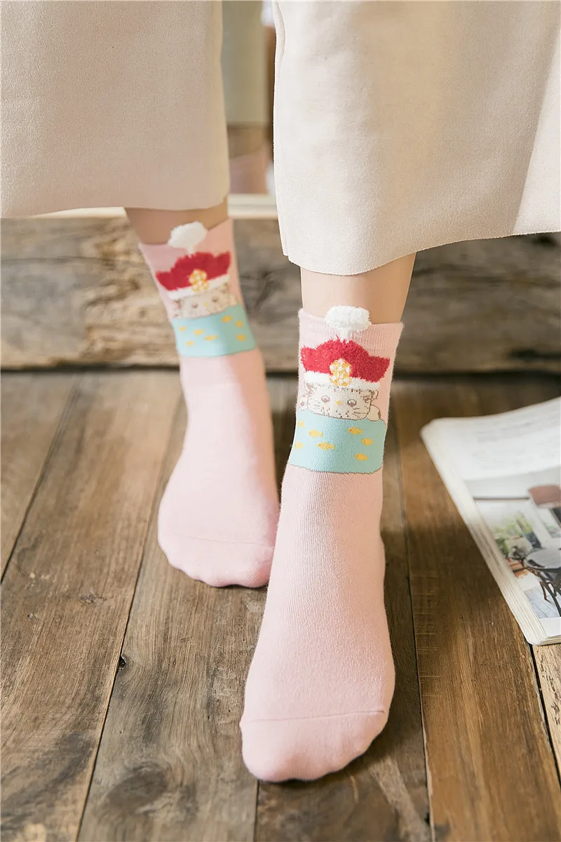 KingDeng Зимние Теплые Милые Носки Для Женщин Harajuku Мультфильм Смешной Пушистый Носок Корейский Стиль Женщины Kawaii Носок Дизайн Моды