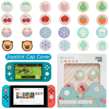 

Joystick Cap Cover For Nintendo Switch NS Lite Joy-con Controller Case Animal Crossing Pink Flower Cherry Fruit Style Gamepad Co