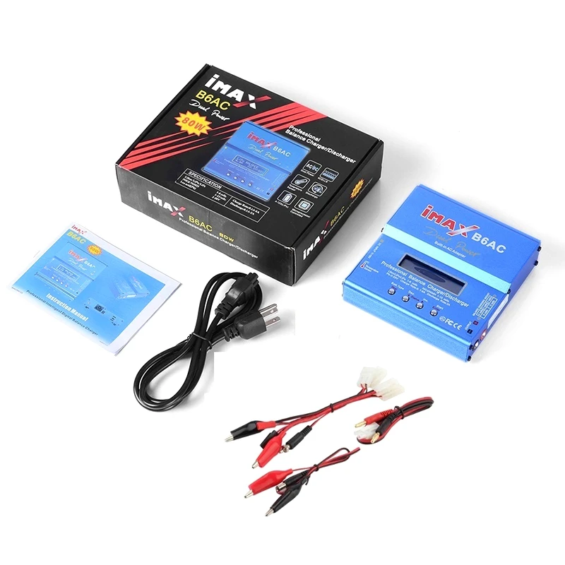 

B6 AC B6AC 80W 6A Dual RC Balance Battery Charger Lipo Lipo Nimh Nicd Battery with Digital LCD Screen-EU Plug